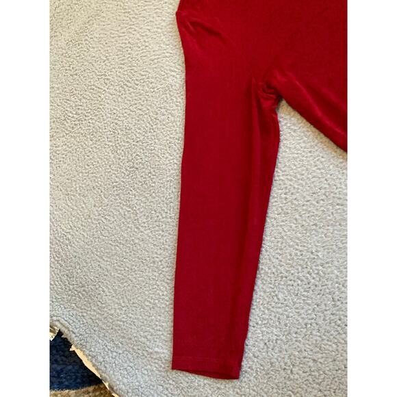 Chicos Travelers Top XL Slinky Stretch Long Sleeve V-Neck Career Gold Chain Red - Picture 4 of 15